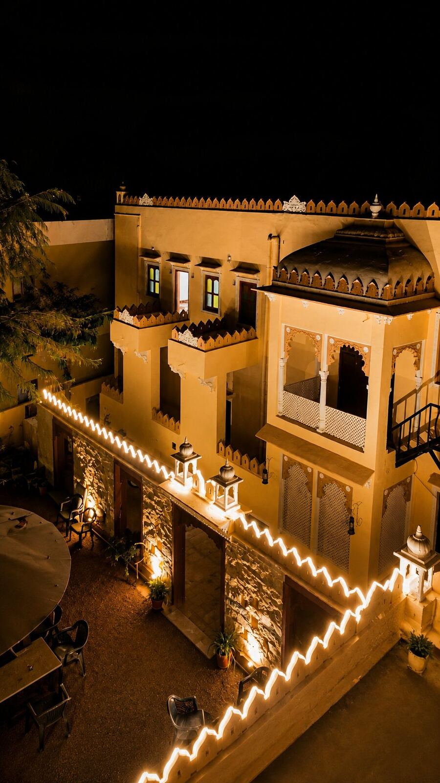 Vertical night facade