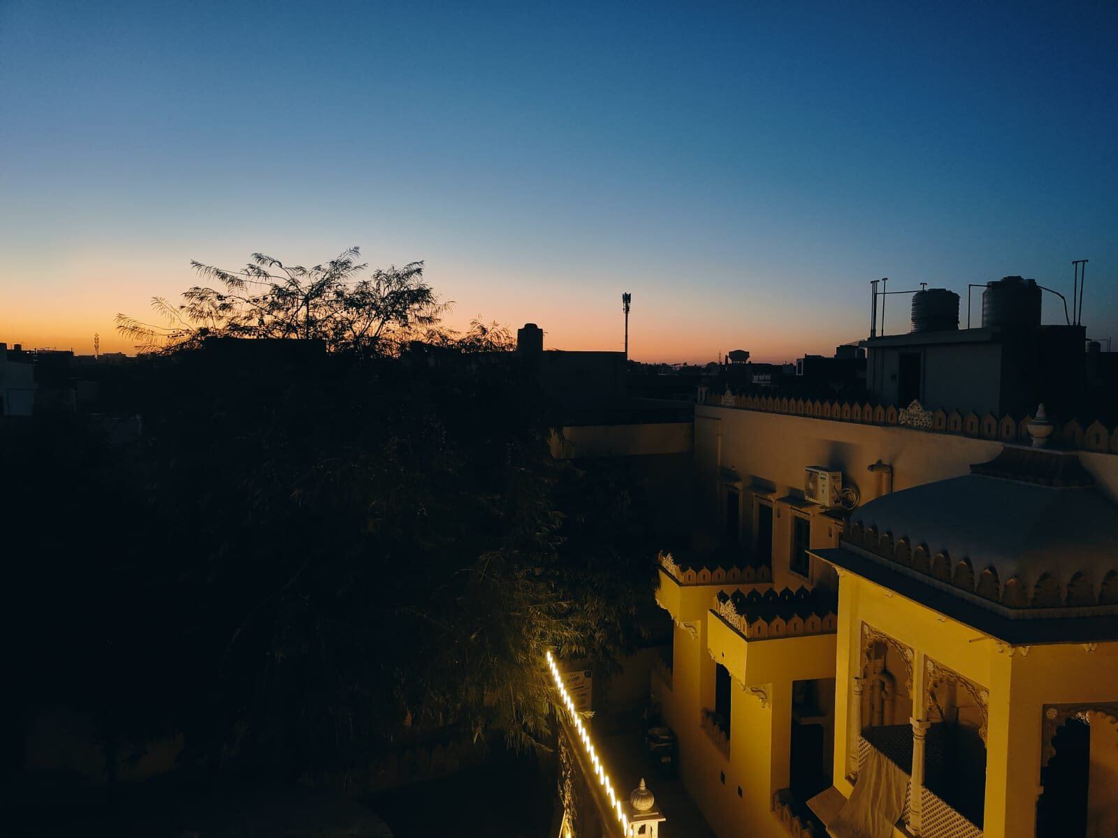 Rooftop view at sunset